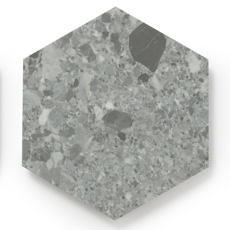Lucida Surfaces LUCIDA SURFACES, MosaiCore Gray Quartz Hexagon 8.8 in. x10.375 in. 3mm 28MIL Glue Down Luxury Vinyl Tiles , 25PK SC-4152